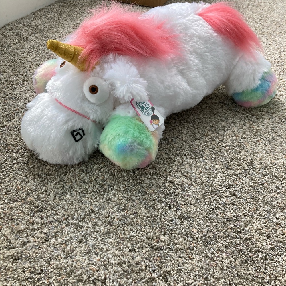 Fluffy Unicorn Plush with Pink Mane